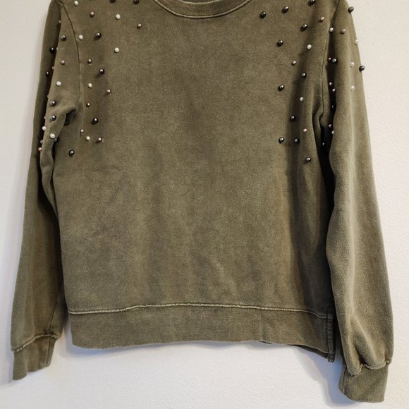 Dex Top Long Sleeve Blouse Sage Color with beaded Size S, Casual, Urban Chic - Picture 6 of 12